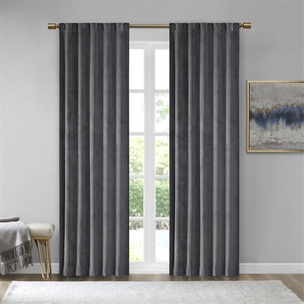 510 Design Charcoal 100 Percent Polyester Solid Velvet Window - Set of 2 5DS40-0228